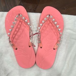 Christian Louboutin Flip Flips Coral/White SZ 40